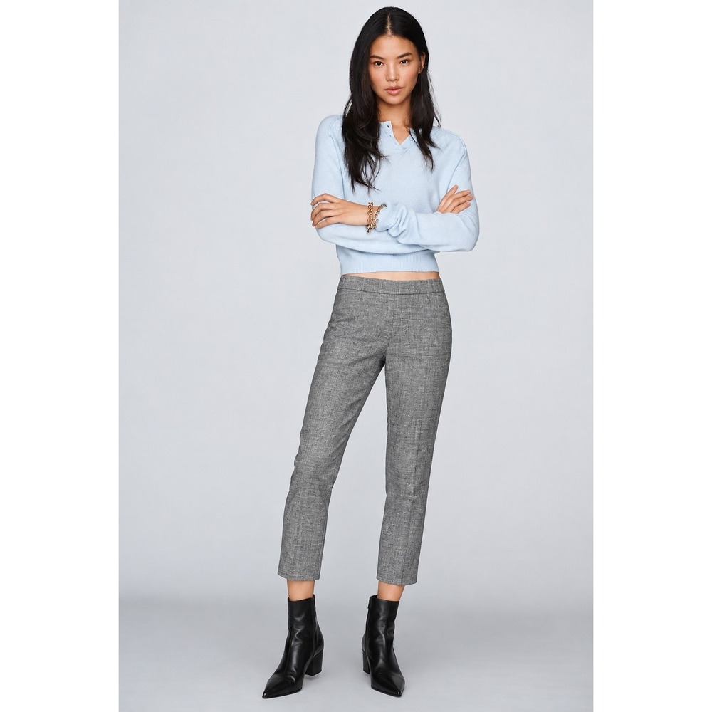 Theory Basic Pull-On Pants Textured Good Linen Bluet Melange Size 4 $295